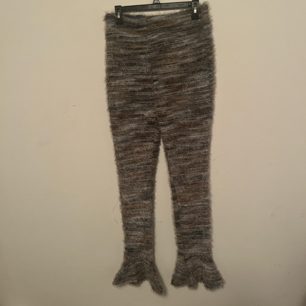 Fuzzy Brown and Gray Knit Pants